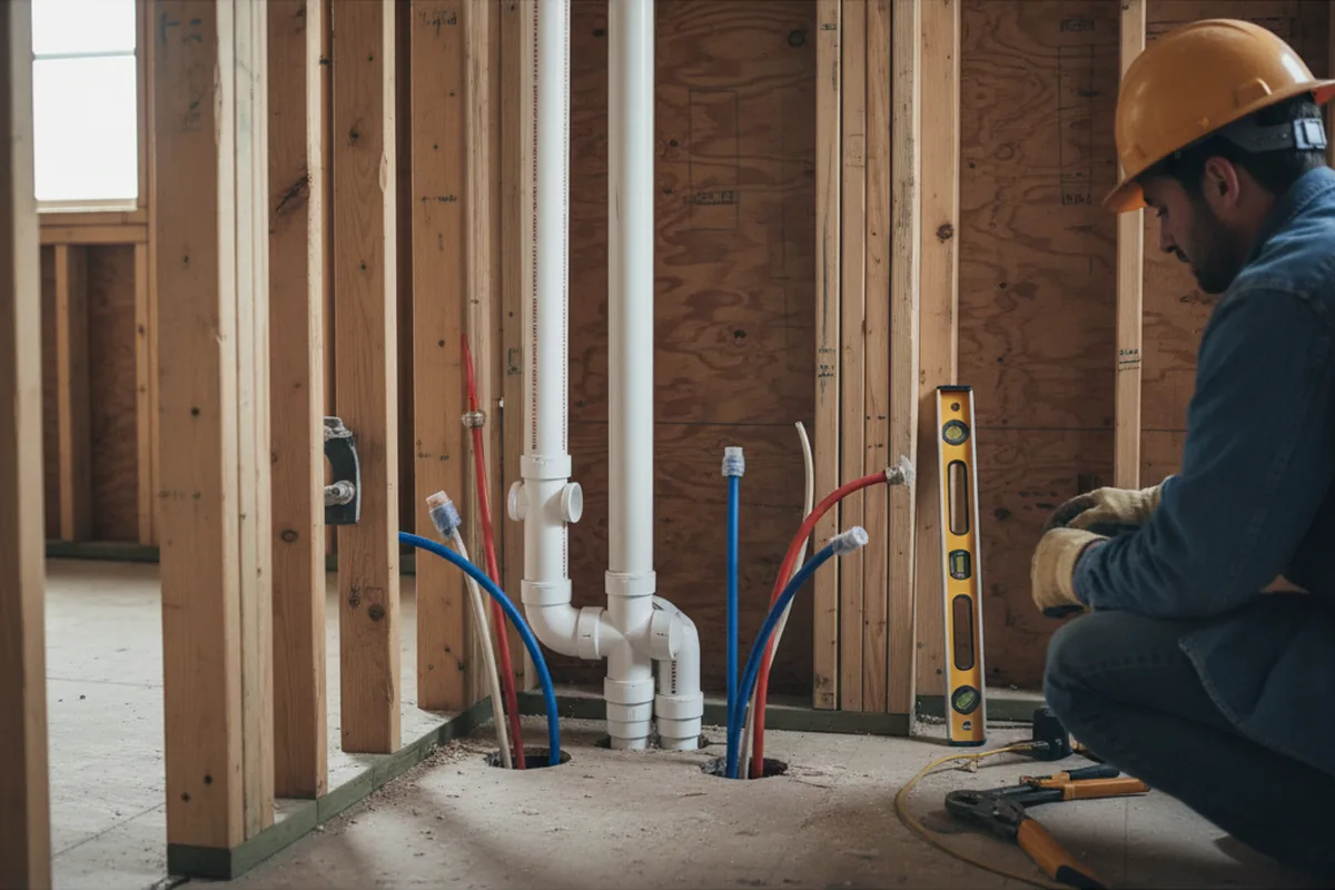 Drain and supply rough-in during Drain Cleaning in Rains